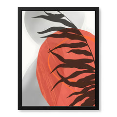 Beautiful Tropical Leaves Over Orange & Grey Background | Abstract Floral Artwork #00307