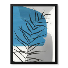 Beautiful Tropical Leaves Over Blue & Grey Background | Abstract Floral Artwork #00308