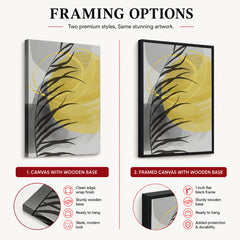 Beautiful Tropical Leaves Over Yellow & Grey Background | Abstract Floral Artwork #00310