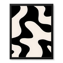 Black & White Abstract Design Over Beige Background | Abstract Office Artwork #00316