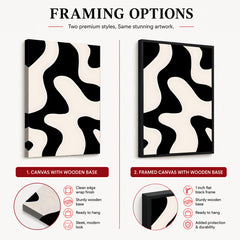 Black & White Abstract Design Over Beige Background | Abstract Office Artwork #00316
