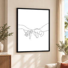 Black & White Hands With Line Art Over White Background | Abstract Fashion Artwork #00318