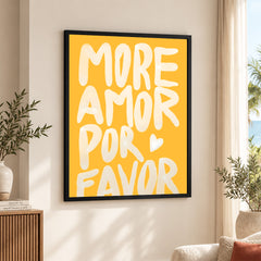 More Amor Por Favor Text Over Gold Background | Abstract Motivational Artwork #00323