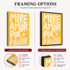 More Amor Por Favor Text Over Gold Background | Abstract Motivational Artwork #00323