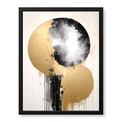Black & Gold Abstract Art Over White And Beige Background | Abstract Fashion Artwork #00324