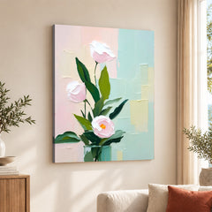 Pink & Green Beautiful Floral Design | Abstract Floral Artwork #00326