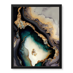 Blue & Green Abstract Art Over Grey Background | Abstract Fashion Artwork #00332