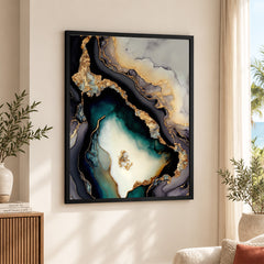 Blue & Green Abstract Art Over Grey Background | Abstract Fashion Artwork #00332