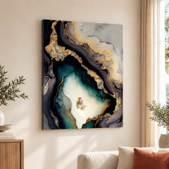 Blue & Green Abstract Art Over Grey Background | Abstract Fashion Artwork #00332