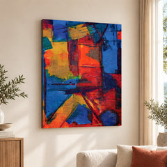 Blue & Orange Abstract Art Over Grey Background | Abstract Fashion Artwork #00334