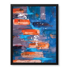 Blue & Orange Abstract Art Over Blue Background | Abstract Fashion Artwork #00336