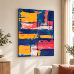 Blue & Orange Abstract Art Over Blue Background | Abstract Fashion Artwork #00337