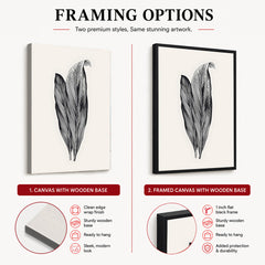 Black & White Tropical Leaves On Grey Background | Abstract Floral Artwork #0034