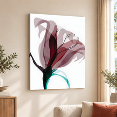 Blue & PInk Abstract Floral Art Over White Background | Abstract Floral Artwork #00340
