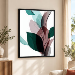 Blue & PInk Abstract Floral Art Over White Background | Abstract Floral Artwork #00342