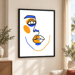 Black & Gold Abtract Face Art Over White Background | Abstract Fashion Artwork #00353
