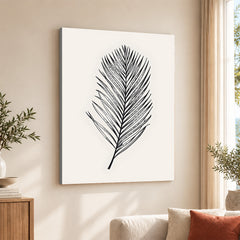 Black & White Tropical Leaves On Grey Background | Abstract Floral Artwork #0036