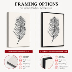 Black & White Tropical Leaves On Grey Background | Abstract Floral Artwork #0036