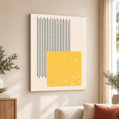 Black & Yellow Abtract Art Over White Background | Abstract Office Artwork #00363