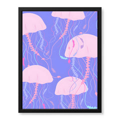 Pink & Beige Abtract Floral Art Over Purple Background | Abstract Floral Artwork #00366