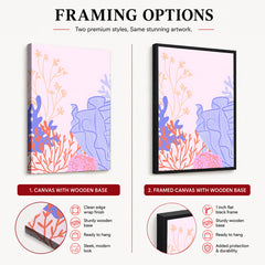 Pink & Beige Abtract Floral Art Over Purple Background | Abstract Floral Artwork #00367