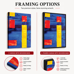 Red & Gold Abtract Art Over Blue Background | Abstract Office Artwork #00368