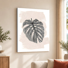 Black Floral Art With Beige Color Over White Background | Abstract Floral Artwork #00375