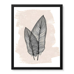 Black Floral Art With Beige Color Over White Background | Abstract Floral Artwork #00376