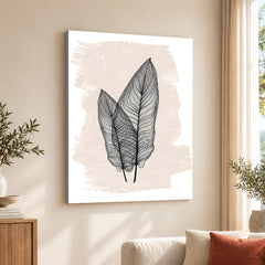 Black Floral Art With Beige Color Over White Background | Abstract Floral Artwork #00376