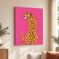 Leopard Abstract Art Over Pink Background | Abstract Animal Artwork #00379