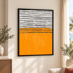 Black & Orange Abstract Art Over White Background | Abstract Office Artwork #00384