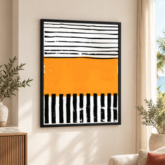 Black & Orange Abstract Art Over White Background | Abstract Office Artwork #00385