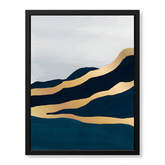 Blue & Gold Abstract Art Over Grey Background | Abstract Office Artwork #00390