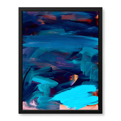 Blue & Gold Abstract Oil Paint Art Design | Abstract Office Artwork #00411