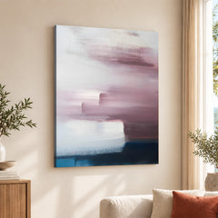 Pink & Blue Abstract Brush Art Over White Background | Abstract Office Artwork #00420