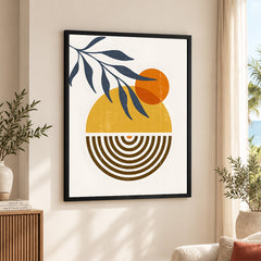Black & Gold Orange Abstract Floral Art Over White Background | Abstract Floral Artwork #00422