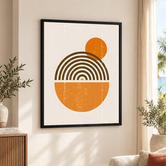 Black & Orange Abstract Art Over White Background | Abstract Office Artwork #00424