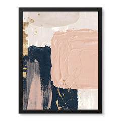 Blue & Pink Abstract Art Over Beige Background | Abstract Office Artwork #00426