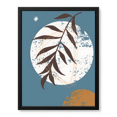Black & White Abstract Floral Art Over Blue Background | Abstract Floral Artwork #00428