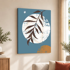 Black & White Abstract Floral Art Over Blue Background | Abstract Floral Artwork #00428