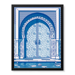 Blue & White Abstract Door Art Over White Background | Abstract Fashion Artwork #00432