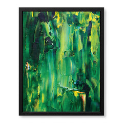 Green & Yellow Abstract Paint Oil Art Over White Background | Abstract Office Artwork #00434