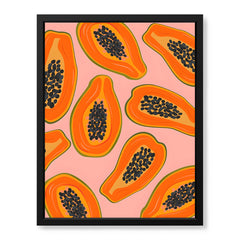 Black & Orange Abstract Fruit Seeds Design Over Beige Background | Abstract Floral Artwork #00435