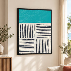 Black & Blue Abstract Design Over White Background | Abstract Office Artwork #00441