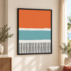 Black Orange & Blue Abstract Design Over White Background | Abstract Office Artwork #00443