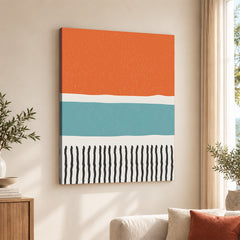 Black Orange & Blue Abstract Design Over White Background | Abstract Office Artwork #00443