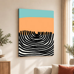 Black Beige & Blue Abstract Design Over White Background | Abstract Office Artwork #00445