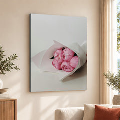 Beautiful Pink Flowers In Bouquet Over White Background | Abstract Floral Artwork #00452