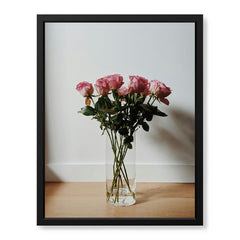 Beautiful Pink Flowers In A Vase Over White Background | Abstract Floral Artwork #00453