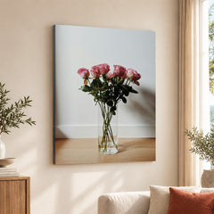 Beautiful Pink Flowers In A Vase Over White Background | Abstract Floral Artwork #00453